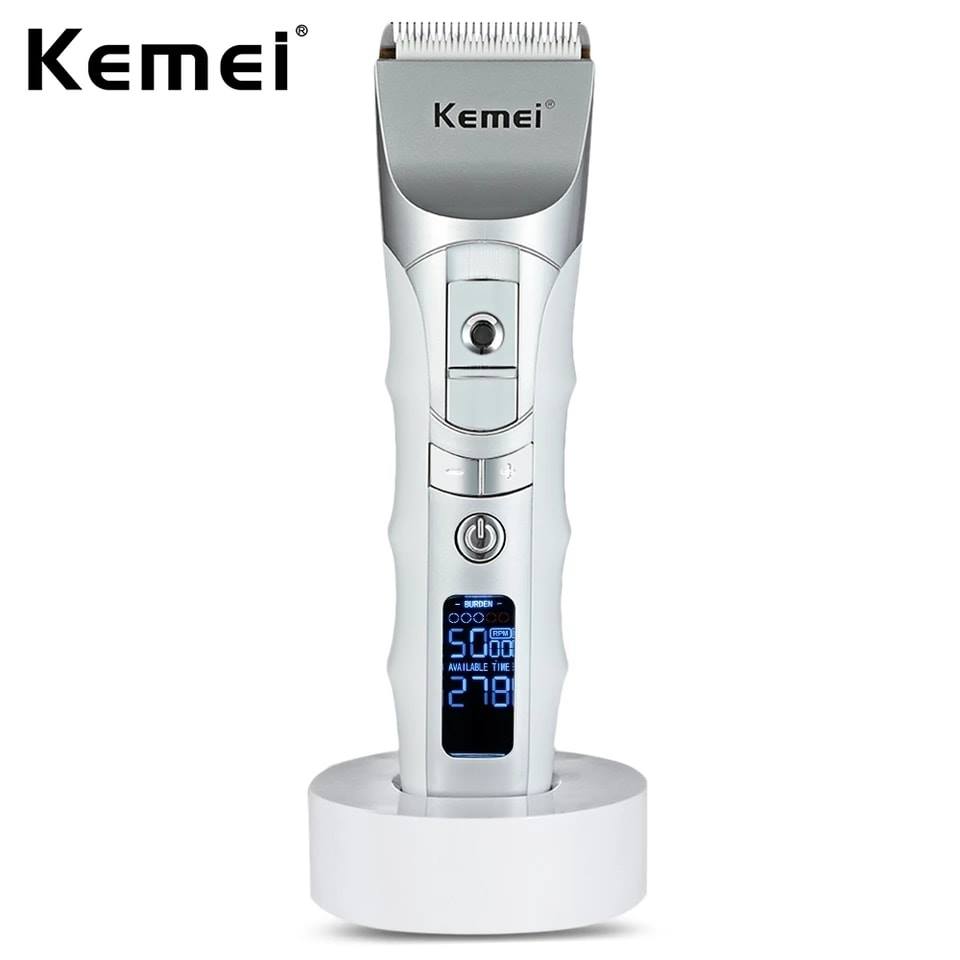 Kemei KM - 838 Rechargeable Hair Clipper Trimmer LCD Display