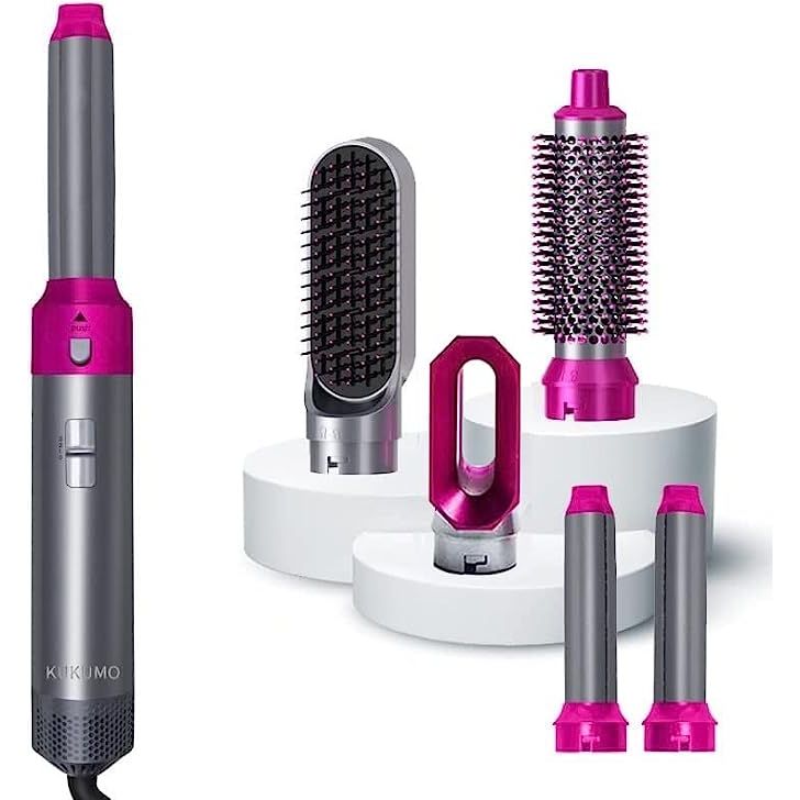 5 in 1 Hair Styler, 2023 New Updated Air Styler with Hot Air Brush, Air Curler, Hair Dryer, Straighteners,Wrapper (Purple Light)