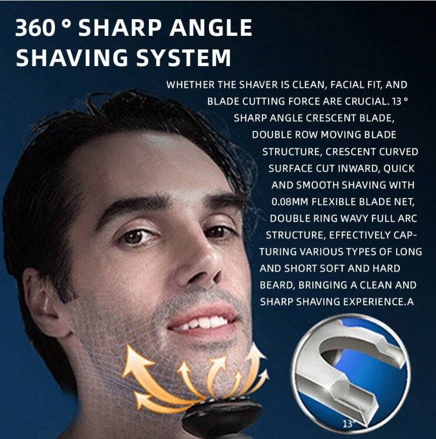 POVOS PQ9601 4D Independent Floating Head Rotary Shaver, Whole Body Washable, Men's Birthday Gift PQ9601