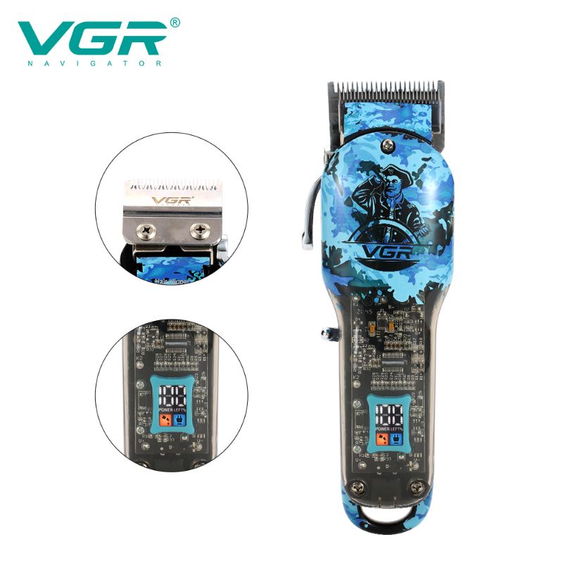 VGR V-685 Stylish Camouflage Hair Trimmers, Sharp and Durable Blade, LCD Display, Transparent Body