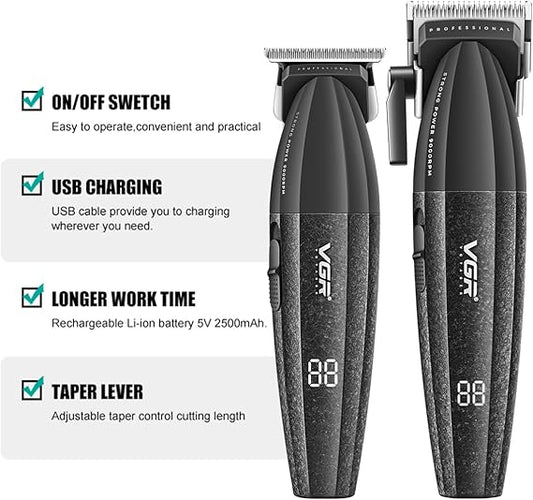VGR 640 Professional Hair Clippers for Men, Cordless Barber Clippers and Trimmers Set, Zero Gap T-Blade Hair Cutting Kit, BuyIt.lb