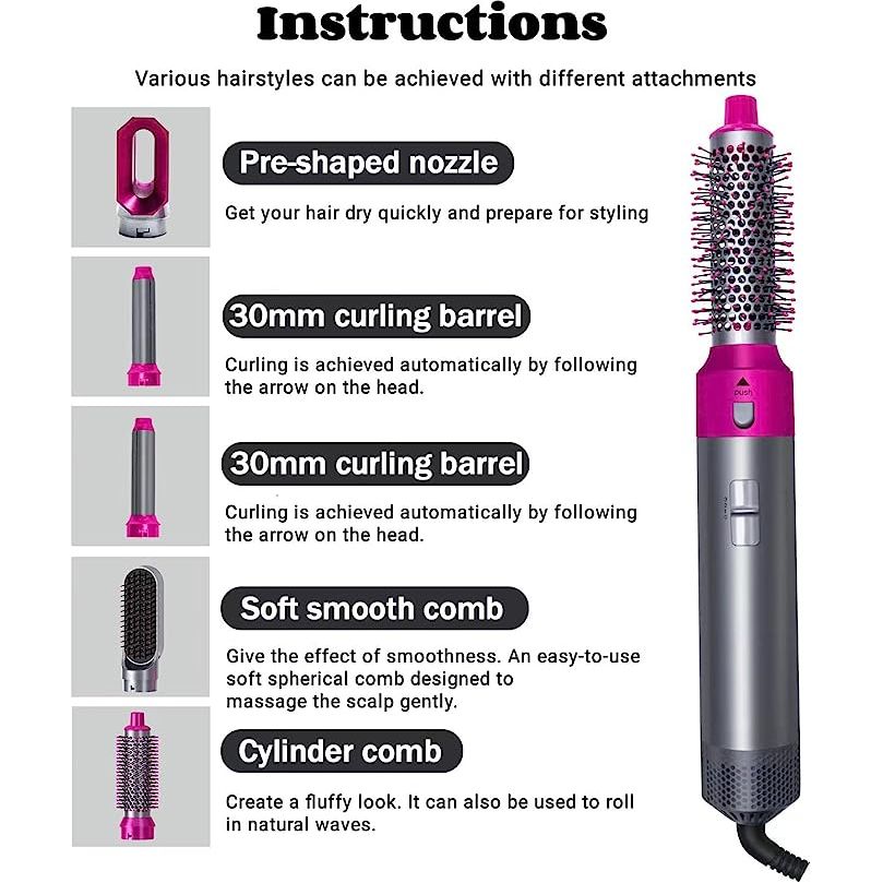 5 in 1 Hair Styler, 2023 New Updated Air Styler with Hot Air Brush, Air Curler, Hair Dryer, Straighteners,Wrapper (Purple Light)