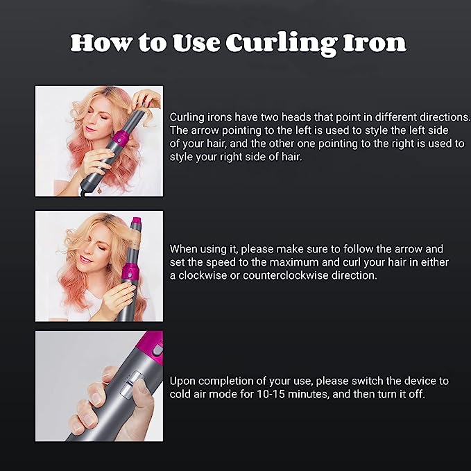 5 in 1 Hair Styler, 2023 New Updated Air Styler with Hot Air Brush, Air Curler, Hair Dryer, Straighteners,Wrapper (Purple Light)