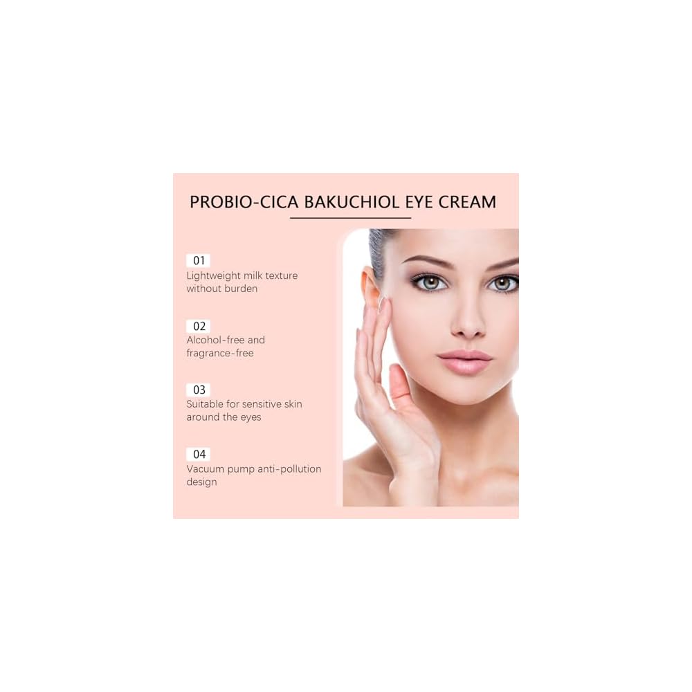 Probio-Cica Bakuchiol Eye Cream Lightweight Milk Texture Under Eye Cream with Glycerin Alcohol-Free & Fragrance-Free Eye Moisturizer for Sensitive Skin Hydrating Eye Care Formula
