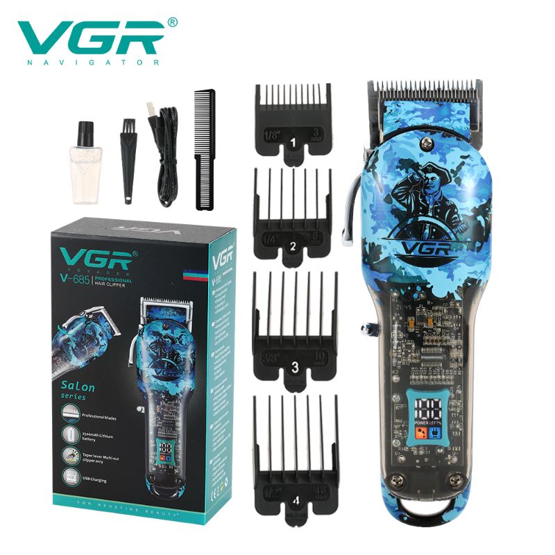 VGR V-685 Stylish Camouflage Hair Trimmers, Sharp and Durable Blade, LCD Display, Transparent Body