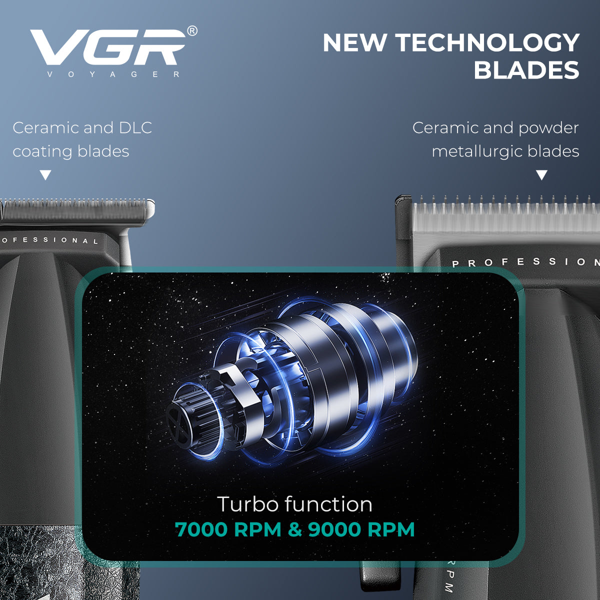VGR 640 S3 Professional Men's Hair Clipper, 3-in-1 Cordless Barber Kit with Hair Clipper, Precision Trimmer, Foil Shaver, LED Display, USB Charging, Ceramic Blades,