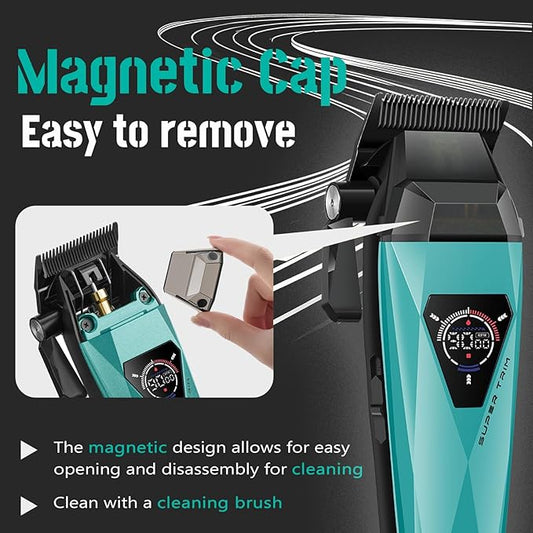 VGR 877S2 Professional Hair Clippers for Men, 2-in-1 Cordless Clipper & Trimmer Kit with 9000 RPM Motor, USB-C Rechargeable with Charging Base, LED Display for Barbers and Home Use,