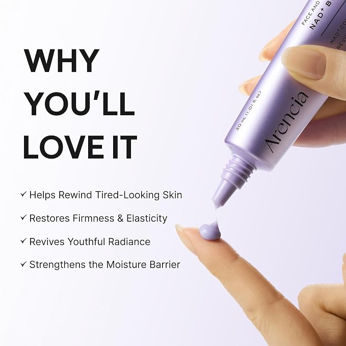 Arencia NAD+ Serum Booster Shot With 5% NAD+ Complex & Resveratrol, Hydration & Barrier Support, 30 ML / 1.01 Fl. Oz.