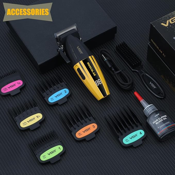 VGR 285 Fresh Fade Hair Clippers for Men, 9000RPM Professional Barber Clippers for Hair Cutting, Cordless Small Hair Trimmer Lightweight Versatile Barber Kit with 6 Magnetic Guide Combs, LED Display BuyIt.lb