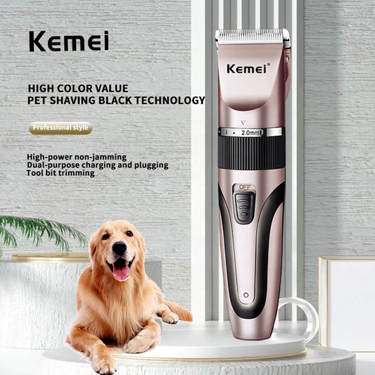KEMEI KM-1056 Pet Electric Hair Clipper 6500RPM Ceramic Blade Adjustable Length Trim Dial Dog Cat Grooming Trimmer