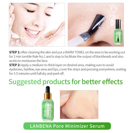 Lanbena Plants Pore Peel off Mask Blackhead Remover Nose Strips Black Head Remover Pore Cleaning Strip Blackhead Nose Strips