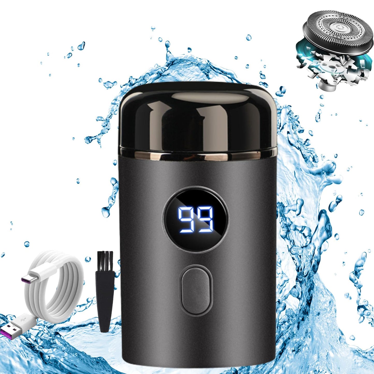 Mini Portable Electric Shaver, 2025 Upgrade Men's Portable Mini Travel Shaver, USB Rechargeable Ipx-7 Waterproof Electric Razor for Car, Travel