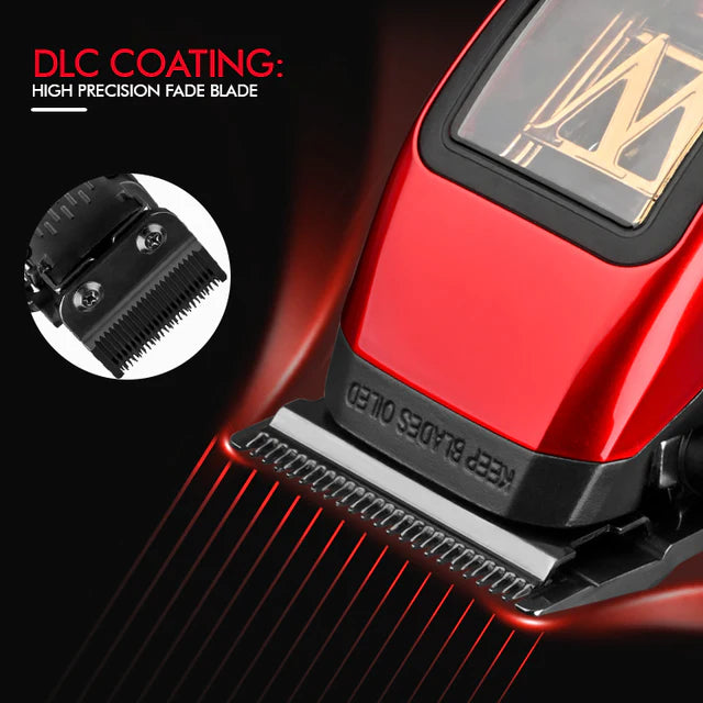 WMARK Professional Durable Cordless Hair Clipper for Barbers, Stylists & Men - 10000 RPM Maglev Motor, DLC Coated Zero-Gapped Fade Blade, 3 Modular Lids NG-X1
