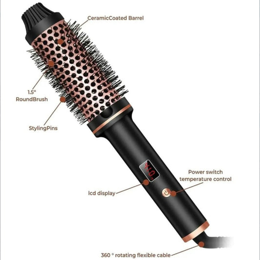 Thermal Brush 38mm 3 in 1 Hair Curler Straightener Styling Brush