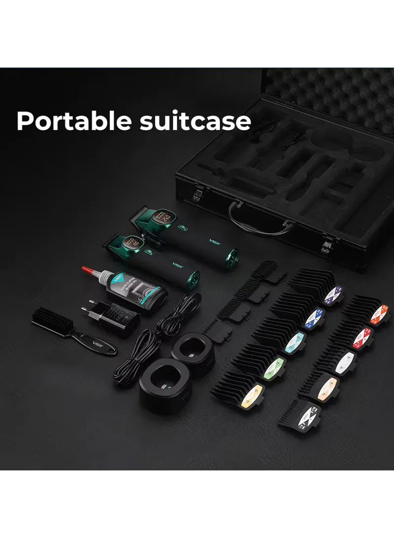 Professional Clipper & Trimmer Set, 9000 & 8000 RPM Motors, Infinity Speed Control, LED Screen, USB & Magnetic Charging & Full Comb Kit V-885S2