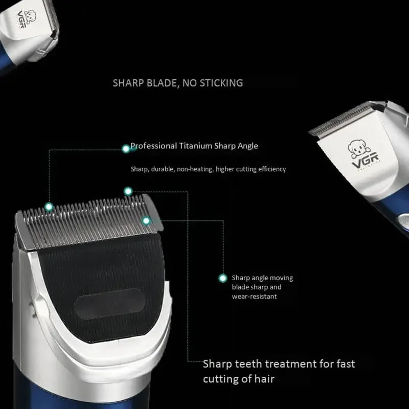 VGR electric hair trimmer with titanium sharp blade, professional grooming clipper