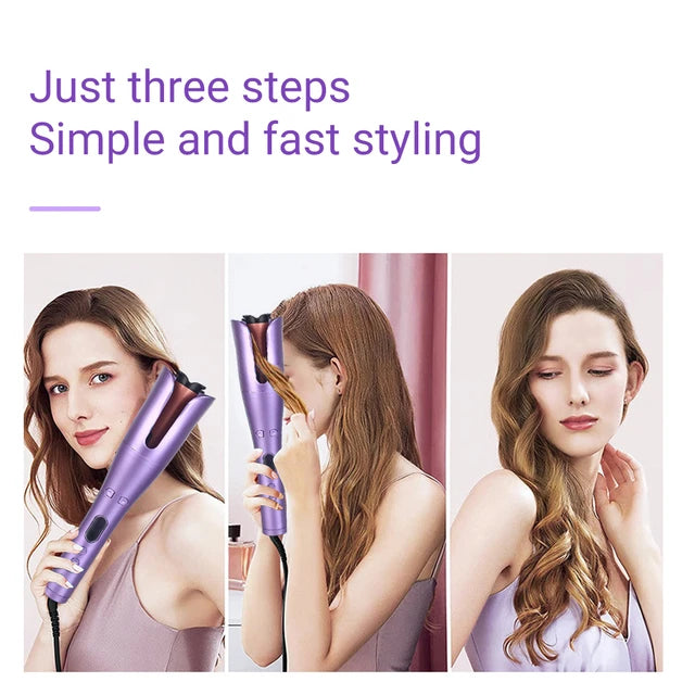 Stylecare RD-605D Automatic Rotary Styling Hair Curler Portable Purple Curling Iron LCD Display Ceramic Rotating Hair Magic Curling