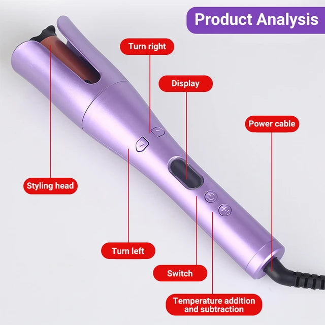 Stylecare RD-605D Automatic Rotary Styling Hair Curler Portable Purple Curling Iron LCD Display Ceramic Rotating Hair Magic Curling