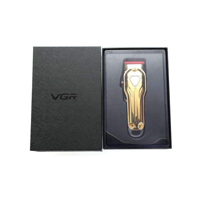 VGR gold hair clipper in black packaging box, professional hair trimmer kit