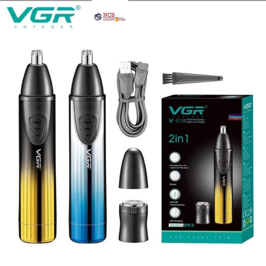 VGR V-619 2in1 Washable IPX5 Professional Hair Removal Appliances Electric Shavers Ear & Nose Hair Trimmer