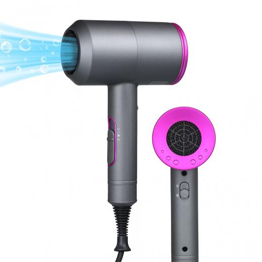 Ionic Hair Dryer, 1800W Fast Dry, 2 Nozzles & 1 Diffuser, 3 Temps & 2 Speed, Plug Charge