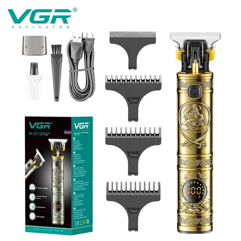 VGR, V-097 Hair Clipper Professional Rechargeable Personal Care Lcd Salon Scissors T9 Trimmer Usb Reduction Barber Haircut VGR, V097
