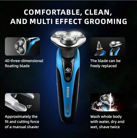 POVOS PQ9601 4D Independent Floating Head Rotary Shaver, Whole Body Washable, Men's Birthday Gift PQ9601