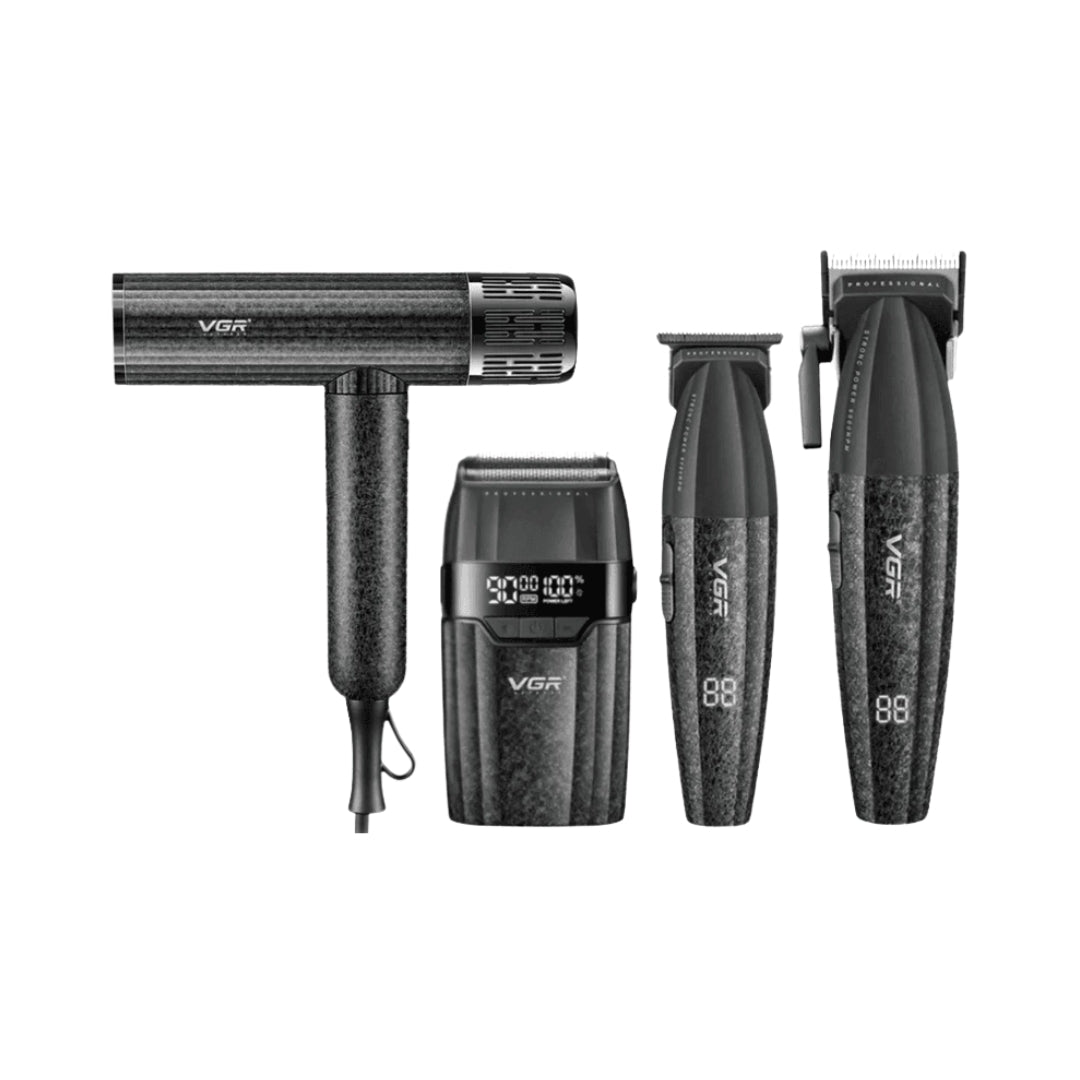 VGR V-640 S4 4-in-1 Professional Combo – Cut + Finish + Shaver + Dryer 220V