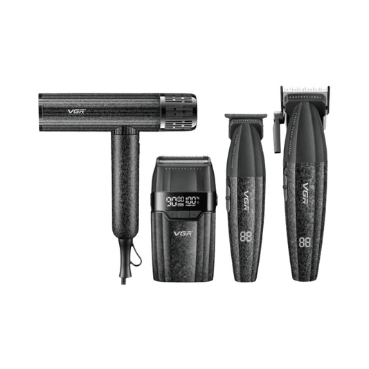 VGR V-640 S4 4-in-1 Professional Combo – Cut + Finish + Shaver + Dryer 220V