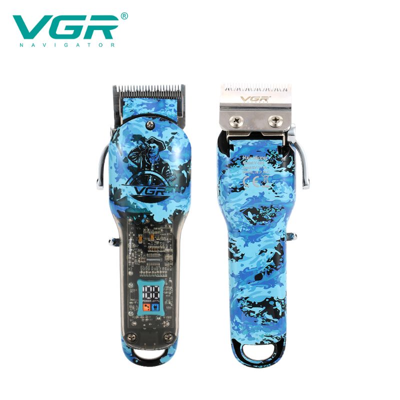 VGR V-685 Stylish Camouflage Hair Trimmers, Sharp and Durable Blade, LCD Display, Transparent Body