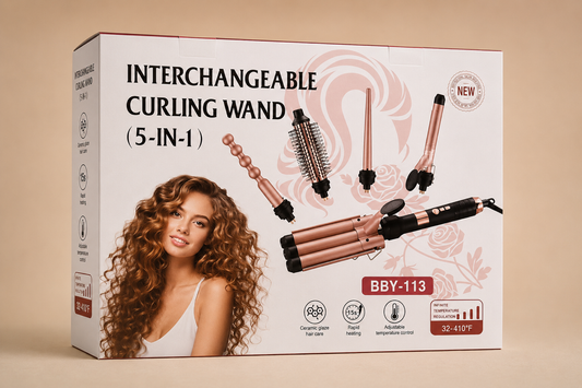 Wavytalk 5 in 1 Curling Iron Set - BESTOPE PRO Curling Wand Iron with Interchangeable Barrels