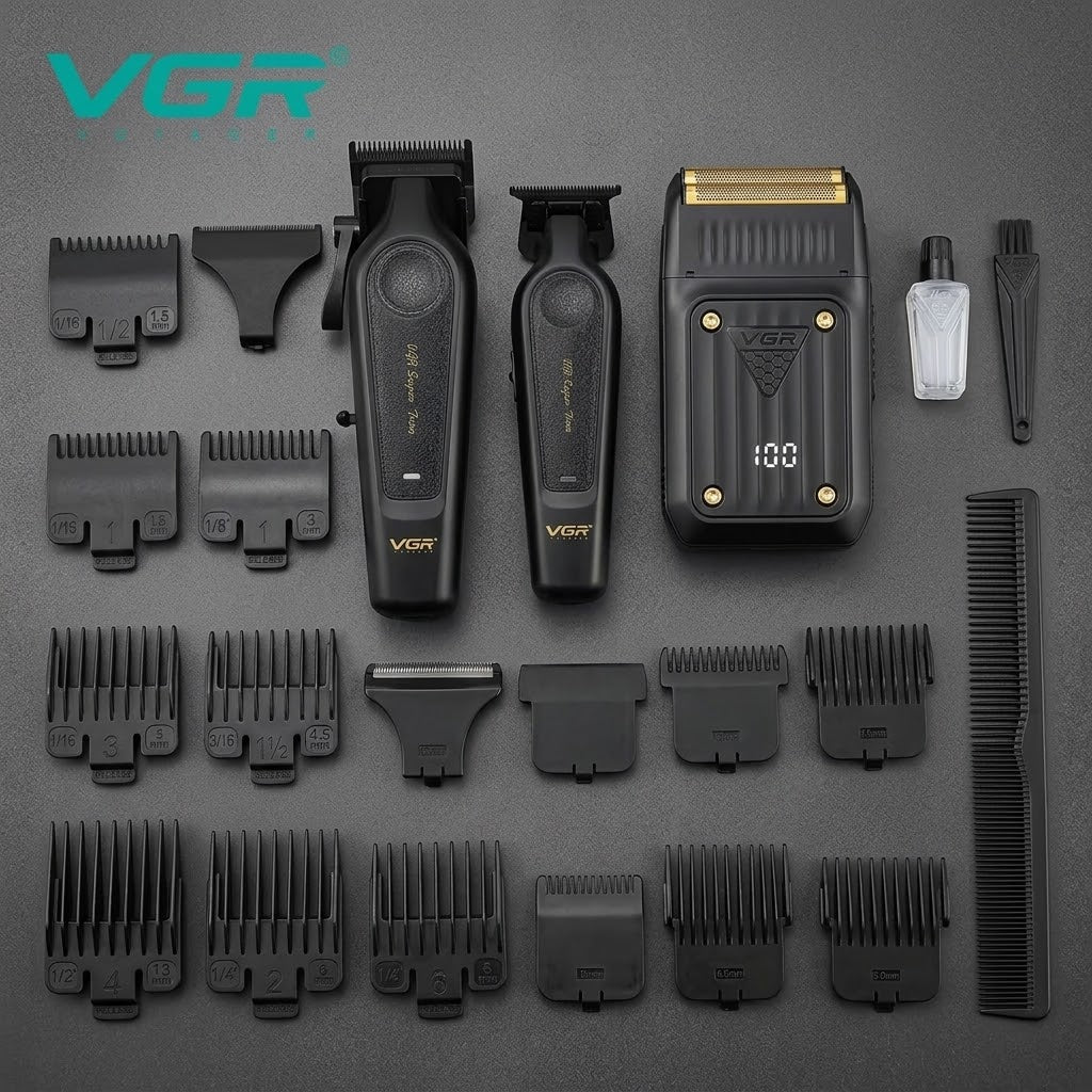 VGR V-197  V-995 & V-363 Shadowtrim Barber Combo Set Clippers & Shaver 3 Pieces