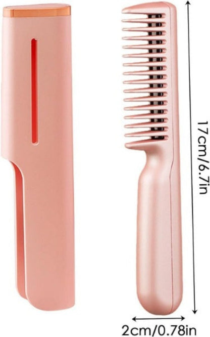 2 in 1 Ceramic Hair Straightener Brush Home Travel Portable Rechargeable Mini Cordless Hair Comb