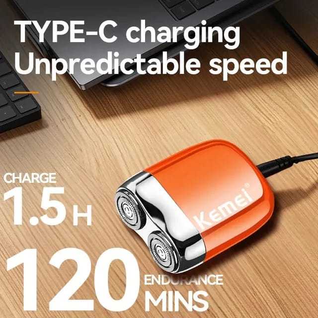 Kemei KM-C56 Portable Mini Electric Shaver USB Fast Charging Professional Rotary Shaver with Two Blades BuyIt.lb