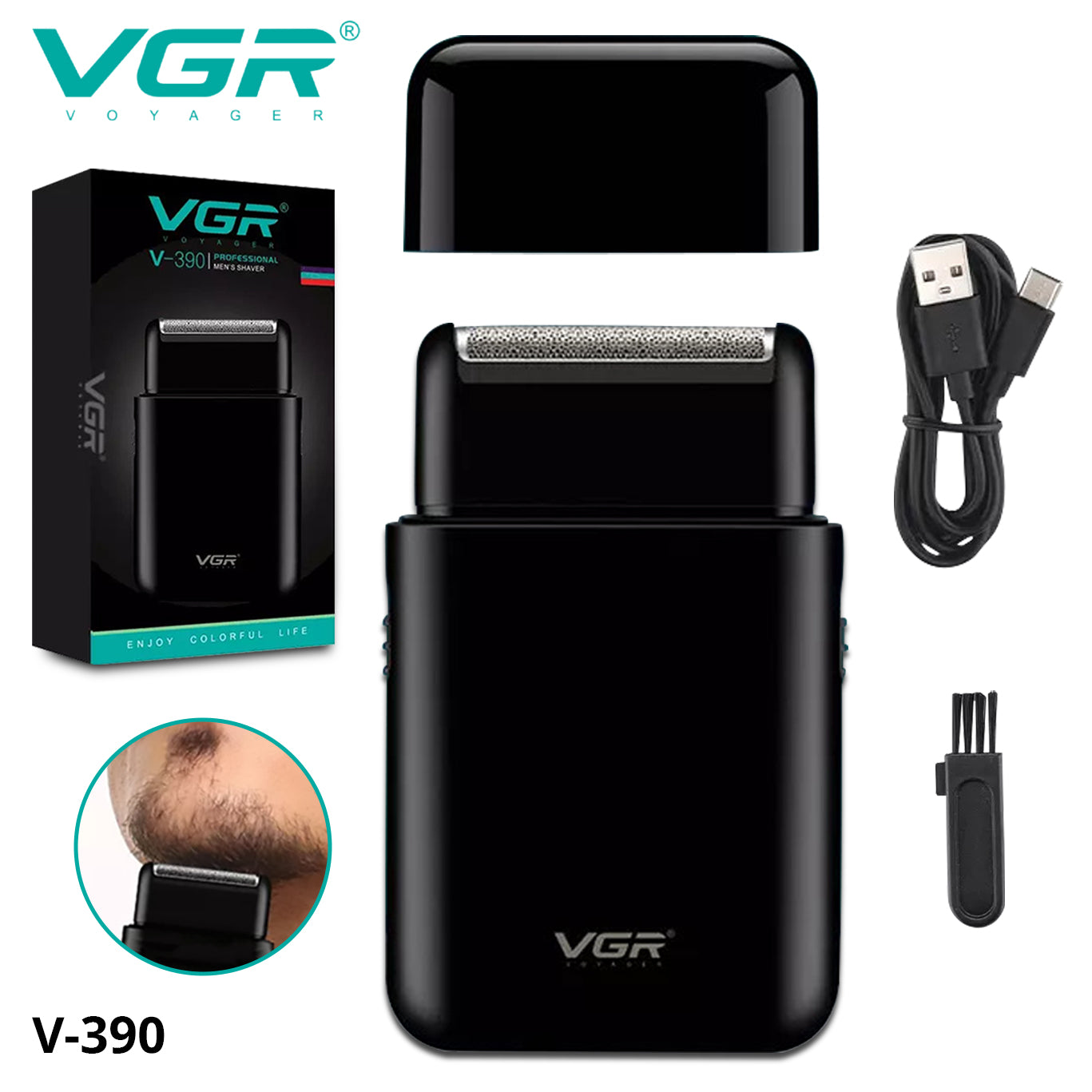 VGR Electric Shaver Professional Beard Trimmer Razor Portable Mini Shaver Reciprocating Shaving 2 Blade USB Charge for Men V-390 BuyIt.lb
