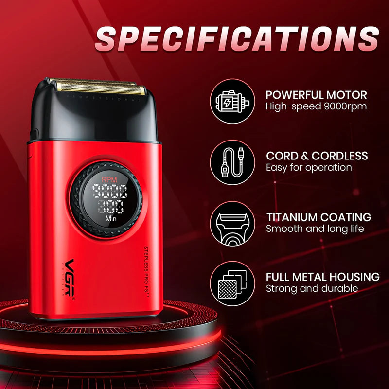VGR V-377 Professional Shaver For Men (Red)