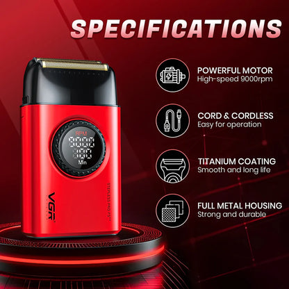 VGR V-377 Professional Shaver For Men (Red)