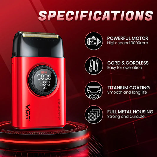 VGR V-377 Professional Shaver For Men (Red)