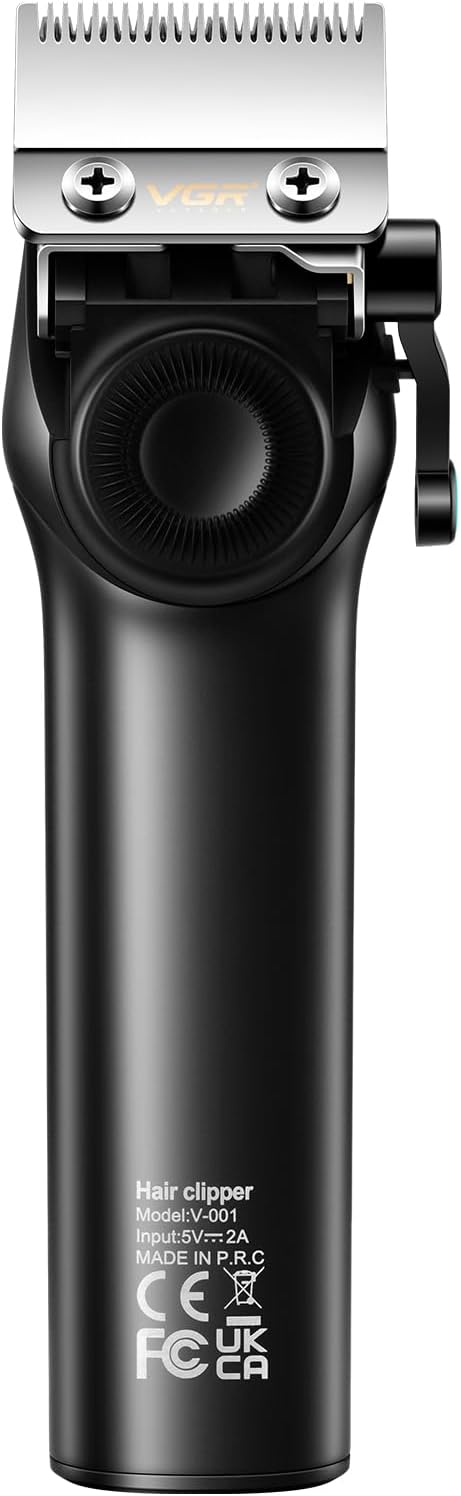 VGR 001 Professional Hair Clippers for Men, Cordless Barber Clippers for Hair Cutting, Carbon Steel Blade Hair Trimmers for Barbers, 9000RPM, LED Display, Black,