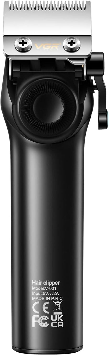 VGR 001 Professional Hair Clippers for Men, Cordless Barber Clippers for Hair Cutting, Carbon Steel Blade Hair Trimmers for Barbers, 9000RPM, LED Display, Black,