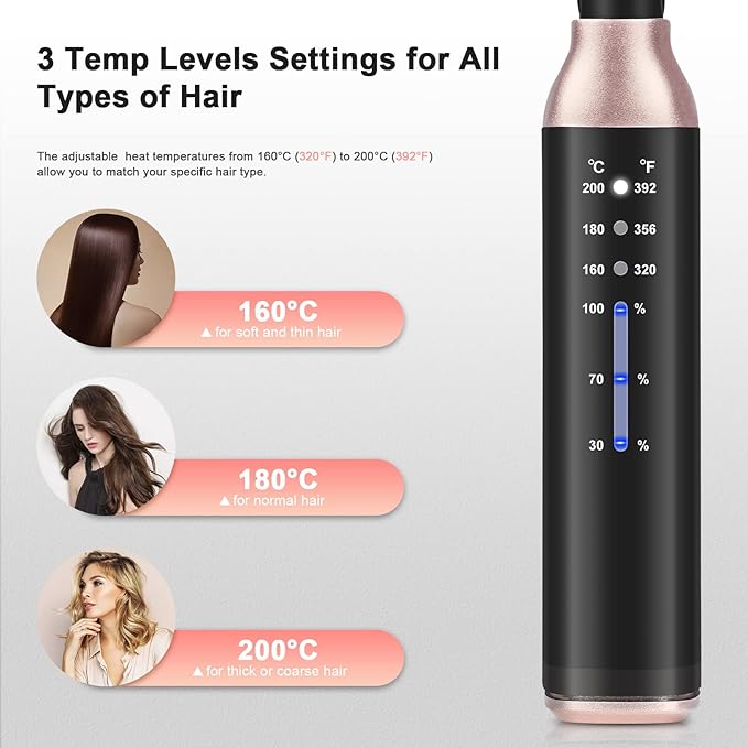 MEXITOP Cordless Hair Straightener Brush - USB Rechargeable