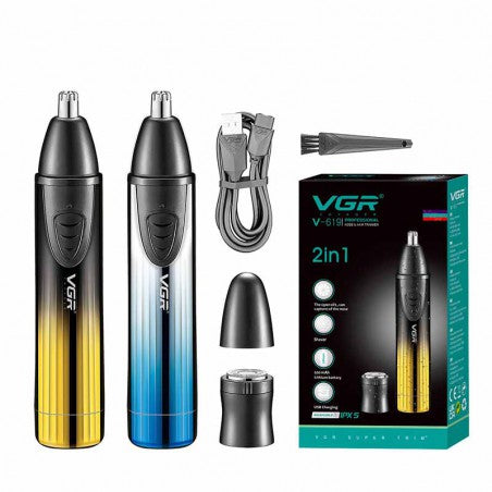 VGR V-619 2in1 Washable IPX5 Professional Hair Removal Appliances Electric Shavers Ear & Nose Hair Trimmer BuyIt.lb