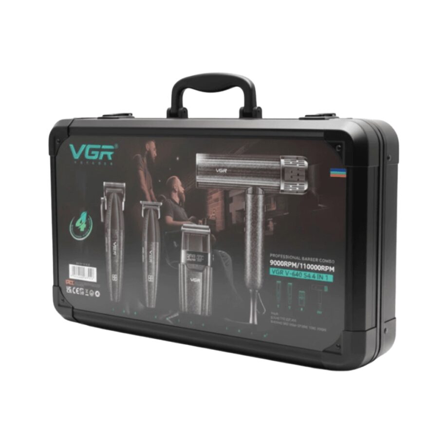 VGR V-640 S4 4-in-1 Professional Combo – Cut + Finish + Shaver + Dryer 220V