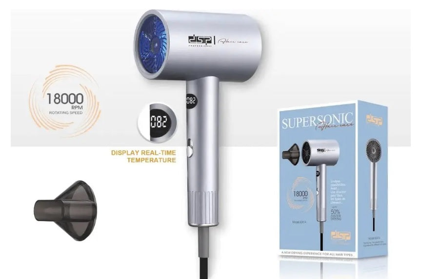 DSP Hair Dryer | 1800W | Rotating speed 18000 RPM | One speed & three temperature choices | Model 30414