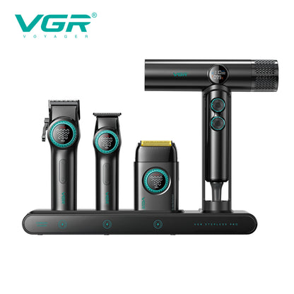 VGR Mr. SUPER POWER Stepless Pro 4-in-1 Barber Series Combo Kit for Salon