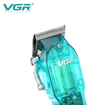 VGR V-660 Digital Display New Transparent Hair Clipper, Rechargeable Gradient Electric , Hair Salon Oil Head Men's Hair Clipper