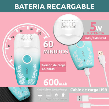 VGR V-738 Female Body Epilator 2 Speeds USB Light BuyIt.lb