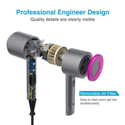 Ionic Hair Dryer, 1800W Fast Dry, 2 Nozzles & 1 Diffuser, 3 Temps & 2 Speed, Plug Charge