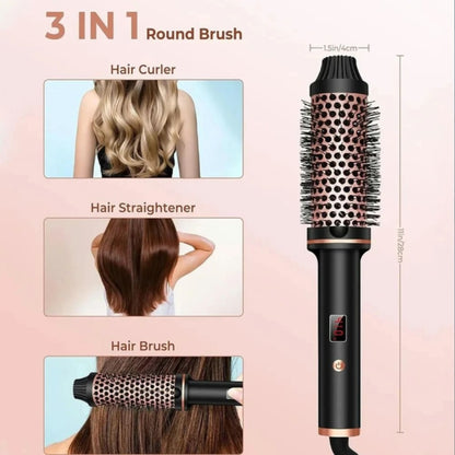 Thermal Brush 38mm 3  in 1 Hair Curler Straightener Styling Brush
