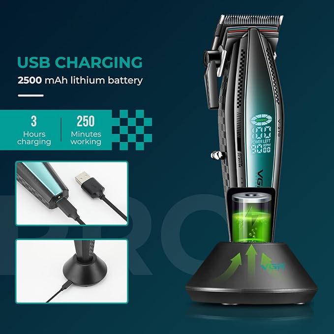 VGR 270 Hair Clippers for Men Professional, Low Noise Cordless High Speed 9000 RPM Fresh Fade Ceramic Blade Barber Clippers,